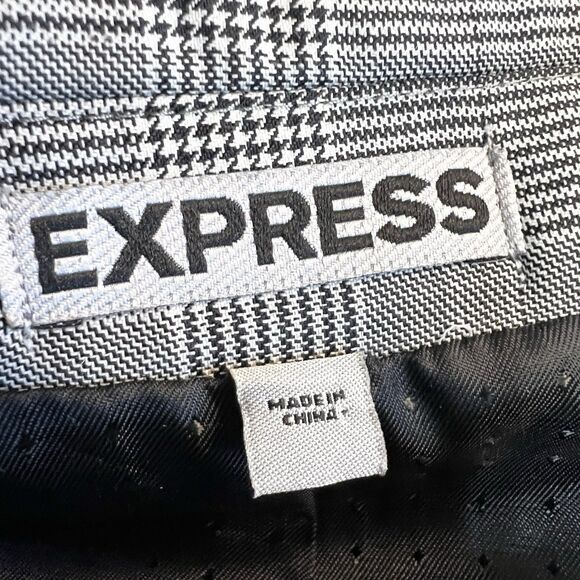 Express Photographer Blazer Black & White Plaid Wool Blend Men’s Fitted 40S - Picture 6 of 12